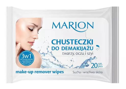 Marion Make-up Remover Wipes Салфетки для снятия макияжа с лица, глаз и шеи - для сухой и чувствительной кожи 20шт.