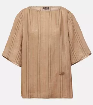 Марка полосатая льняная блузка Mara Loro Piana, Kokuto Sugar + Ginseng