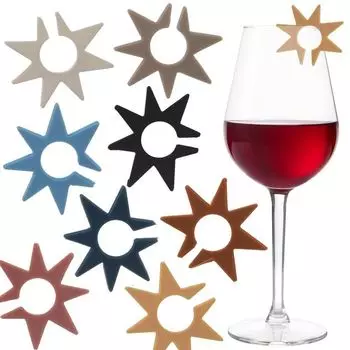 Маркер для напитков Orion, стеклянный маркер из силиконовых звезд, цветной многоразовый набор из 8 предметов