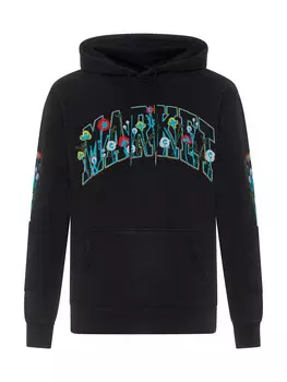 Market толстовка с капюшоном и принтом, черный
