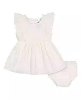 Марлевое платье и чехол для подгузника для маленьких девочек, 2 предмета Gerber, слоновая кость/кремовый