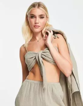 Марлевый бюстгальтер цвета хаки с завязками спереди ASOS DESIGN