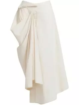 Marni асимметричная юбка из хлопка с драпировкой, нейтральный цвет