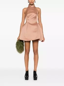 Marni атласное платье мини Duchess, коричневый