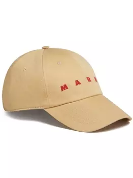 Marni бейсболка с вышитым логотипом, коричневый