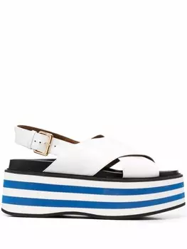 Marni босоножки на полосатой платформе, белый