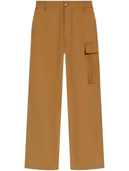 Marni брюки широкого кроя с декоративной строчкой, нейтральный цвет