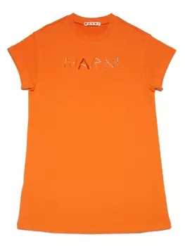 Marni декорированное платье, оранжевый
