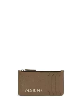 Marni держатель для карт с вышитым логотипом, нейтральный цвет