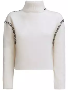 Marni джемпер с декоративной строчкой, белый