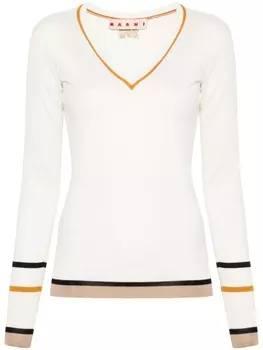 Marni джемпер с контрастной отделкой, нейтральный цвет