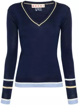 Marni джемпер с отделкой в полоску, синий