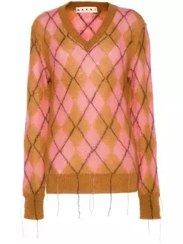 Marni джемпер с узором аргайл, розовый