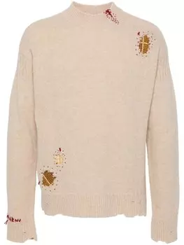 Marni джемпер Shetland с прорезями, нейтральный цвет