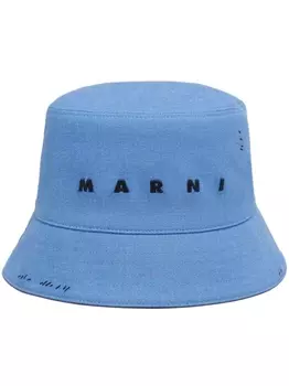 Marni джинсовая панама с вышитым логотипом, синий