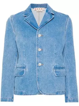 Marni джинсовый пиджак с нашивкой-логотипом, синий