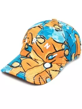 Marni embroidered-logo detail baseball cap, оранжевый