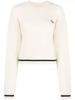 Marni фактурный джемпер с вышитым логотипом, нейтральный цвет