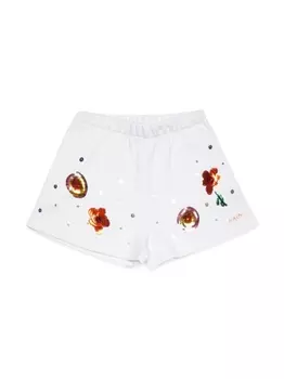 Marni флисовые шорты с пайетками, белый