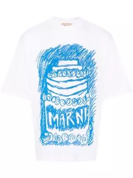 Marni футболка из джерси с принтом, белый