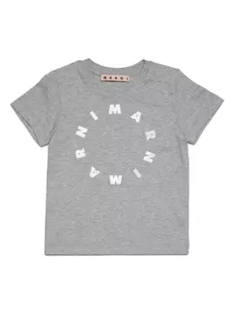 Marni футболка Round с логотипом, серый