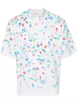 Marni футболка с эффектом разбрызганной краски, белый