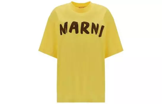 MARNI Футболка с большим логотипом, желтые