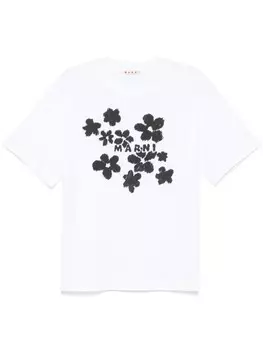 Marni футболка с цветочным принтом, белый