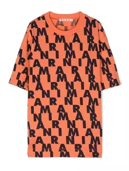 Marni футболка с логотипом, оранжевый