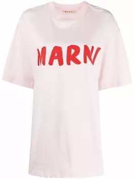 Marni футболка с логотипом, розовый