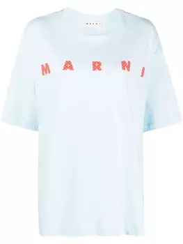 Marni футболка с логотипом, синий