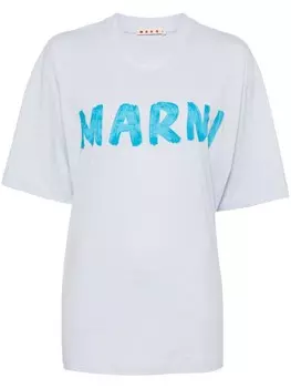 Marni футболка с логотипом, синий