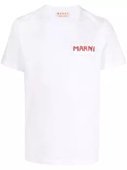 Marni футболка с нашивкой-логотипом, белый