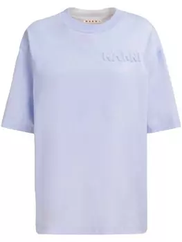 Marni футболка с тисненым логотипом, синий