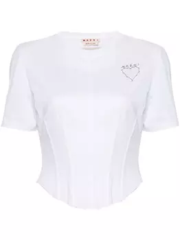 Marni футболка с вышитым логотипом, белый