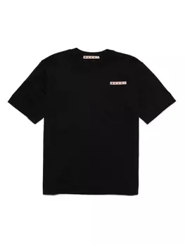 Marni футболка с вышитым логотипом, черный
