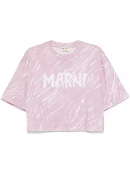 Marni футболка Scribble Logo, розовый