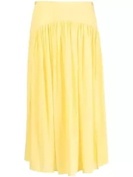Marni gathered silk skirt, желтый