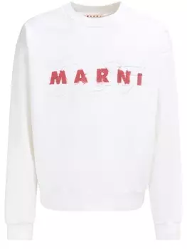 Marni хлопковая толстовка с логотипом, белый