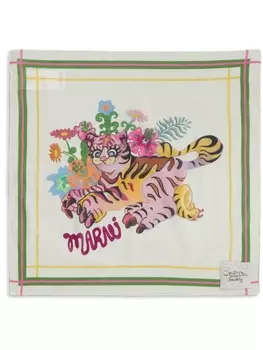 Marni хлопковый шарф с принтом «Милый тигр», белый