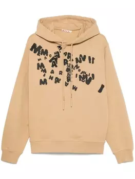 Marni худи с логотипом, нейтральный цвет