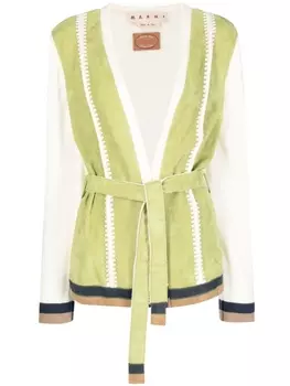 Marni кардиган с поясом, зеленый