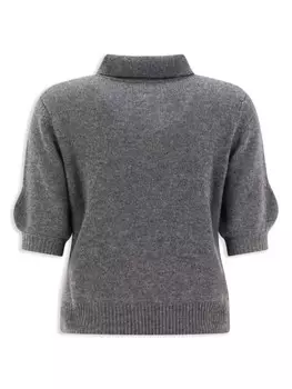 Marni кашемировая рубашка поло с логотипом, серый