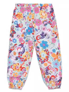 Marni Kids брюки с цветочным принтом, зеленый