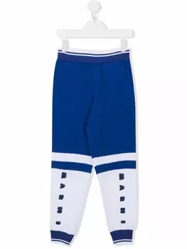Marni Kids брюки в стиле колор-блок с логотипом, синий