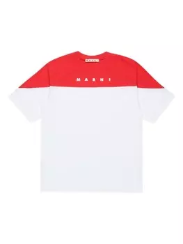 Marni Kids двухцветная футболка с логотипом, белый