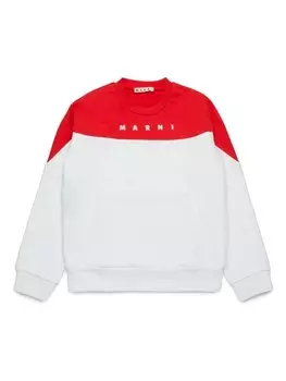 Marni Kids двухцветная толстовка с логотипом, белый