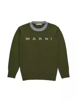 Marni Kids джемпер с логотипом, зеленый