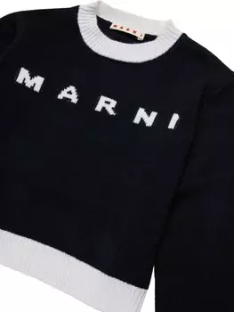 Marni Kids джемпер с отделкой в технике интарсия, черный
