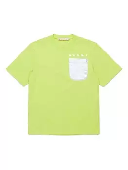 Marni Kids футболка из хлопка с логотипом, зеленый